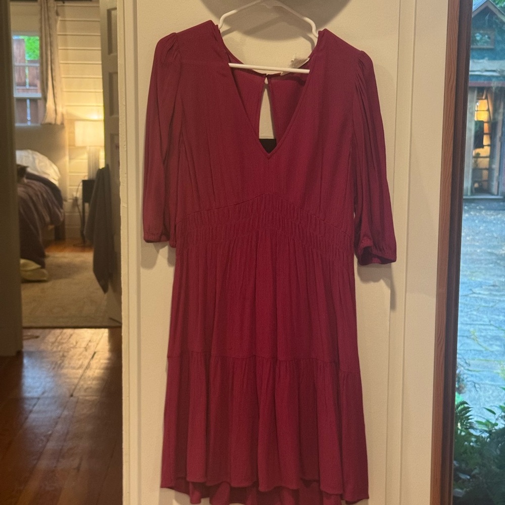 ba&sh Deep Red Long Sleeve Dress